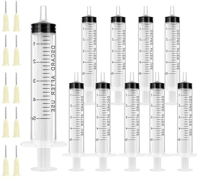 Plastic Spuiten Set van 10, 5ml Spuiten met Dosing Naalden voor Vloeistof Meten, Herbruikbare Spuiten voor Experimenten, Planten Water geven en Dieren Voeden
