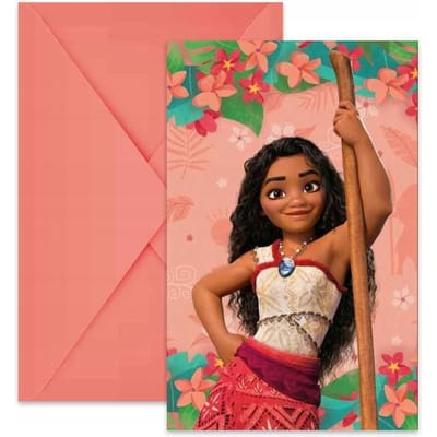 Disney - Vaiana - Moana - Uitnodigingen - Uitnodigingskaarten - Met envelop - 6 Stuks