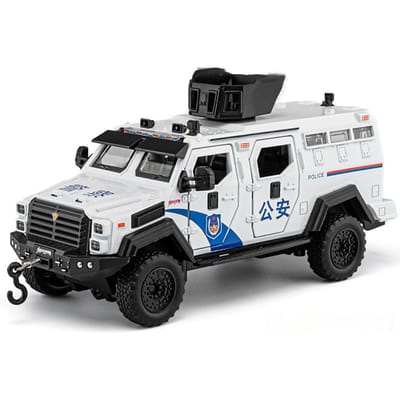1:32 Sabertooth Politieauto Model Speelgoed Legering Diecast Off-Road Voertuigen Geluid Licht Deuren Geopend Schokdemping Voor Kinderen Cadeaus