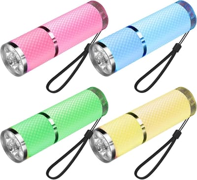 longziming -4 Stuks Mini LED Zaklamp – Kleine 9-LED Zaklampjes met Rubberen Grip, Waterbestendig, Handig voor Kinderen, Noodgevallen, Outdoor, Wandelen & Kamperen