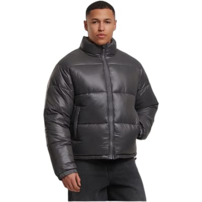 Urban Classics - Shiny Gewatteerd jack - M - Grijs