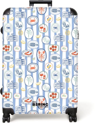 NoBoringSuitcases.com® - Koffer groot - Reiskoffer lichtgewicht - Gestreepte zomer print kleurrijk - Rolkoffer met 4 wielen - Grote trolley XL - 98 liter bagage
