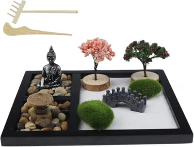 Zen Tuin Set - Mini Meditatie Tafeldecoratie - Ontspanning en Stressvermindering - Compleet Landschap Inclusief