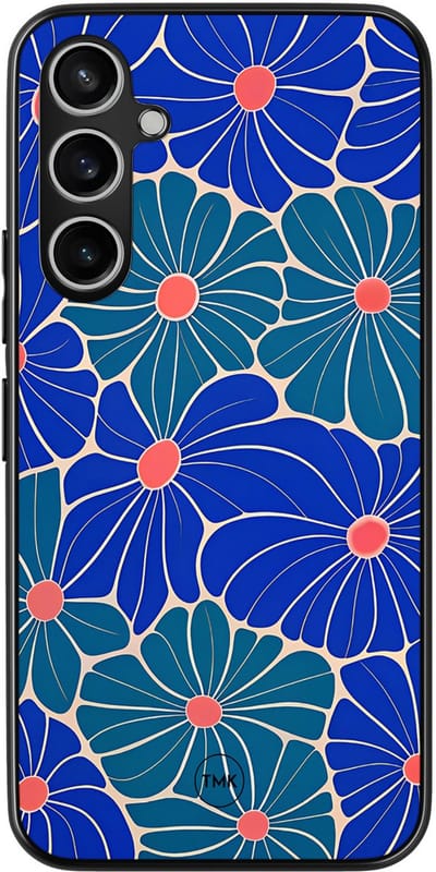 Hoesje geschikt voor Samsung Galaxy S23 FE - Indigo bloemen - Blauw - TPU case - Bloemen - Hardcase zwart telefoonhoesje