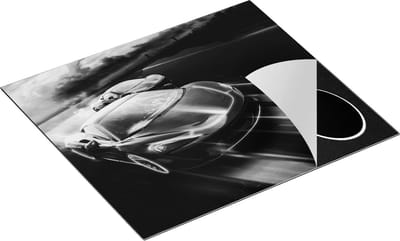Chefcare Inductie Beschermer Twee Raceauto's - Abstract - Zwart Wit - 60x50 cm - Afdekplaat Inductie - Kookplaat Beschermer - Inductie Mat