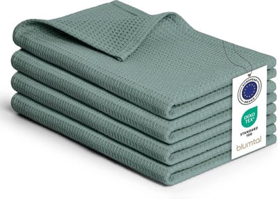 Blumtal® Wafeldoeken 50x70 cm- Set van 4 - 100% Katoenen doeken - Keukendoeken wasbaar op 60 °C - Keukendroogdoeken - Vaatdoeken - Groen