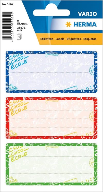 Etiketjes voor schoolboeken, 76 x 35 mm