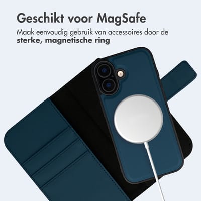 imoshion Hoesje - Geschikt voor Apple iPhone 16 - Uitneembare 2-in-1 Luxe Bookcase - Blauw