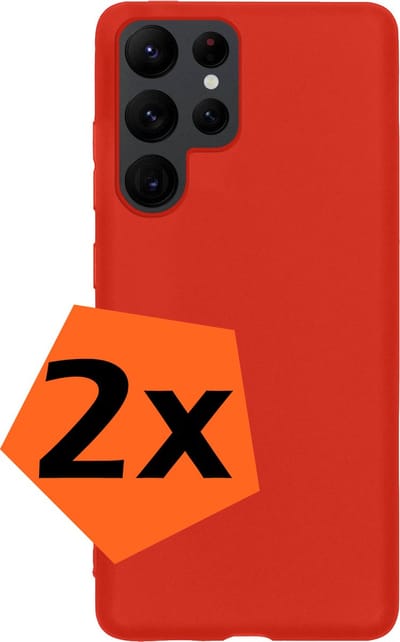 Hoes - 2 Stuks - Geschikt voor Samsung Galaxy S22 Ultra - Sterk & Shockproof - Case Siliconen - Back Cover - Telefoon Hoes - Rood