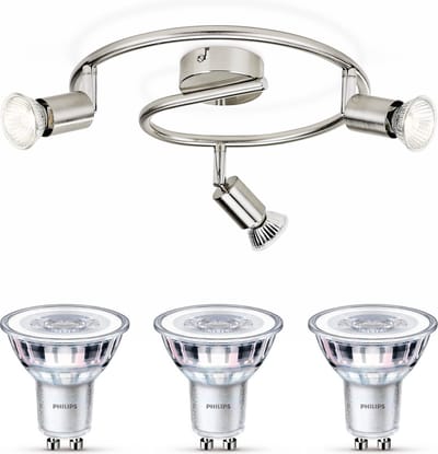 Philips Limbali Opbouwspot (Mat Chroom) - Warmwit Licht - Plafondspot met 3 Lichtpunten - GU10 - Niet Dimbaar