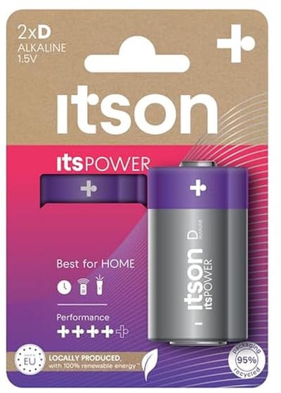 Alkalinebatterijen - D batterijen - Energie voor thuis - 10 jaar houdbaar - 2 stuks - Zwart