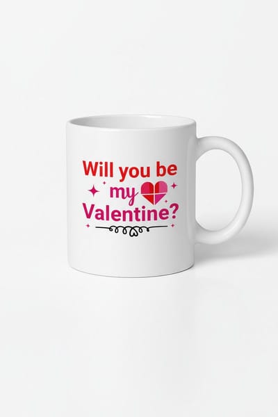 Valentijn Mok met Liefdesboodschap - "Will you be my Valentine?" - Origineel Valentijn Cadeau