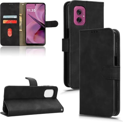 Luxe mat zwart agenda book case hoesje - geschikt voor Motorola Moto G55 5G