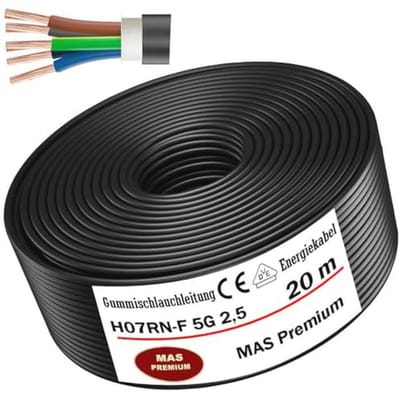 Flexibele rubberen slang energiekabel 5G2,5 mm² tot 90 m voor zware apparaten