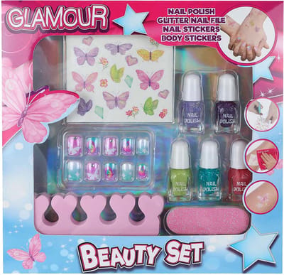 Beauty nagellakset nagelstickers glamour speelset voor kinderen.