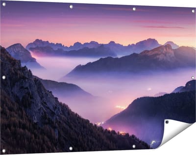 Gards Tuinposter Bergen Landschap in Itali� tijdens Zonsondergang - 120x80 cm - Tuindoek - Tuindecoratie - Wanddecoratie buiten - Tuinschilderij