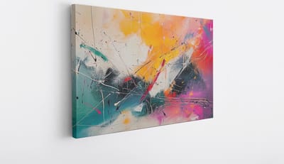Saammp Canvas Schilderij - Kleurrijk - Explosie van verf - Abstracte kunst - Chaotisch - 40x30 - Foto op canvas - Wanddecoratie - Muurdecoratie Woonkamer - Kantoor Decoratie