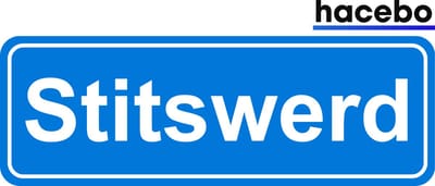 Hacebo - Plaatsnaam Sticker - 29x10 CM - Stitswerd sticker - Verkeersborden sticker - grappige cadeaus - Stitswerd