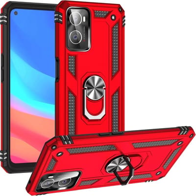 Geschikt voor Oppo A76 Hoesje Armor Anti-shock Backcover Rood - Geschikt voor Oppo A76 - Geschikt voor Oppo A76 Backcover kickstand Ring houder cover TPU backcover oTronica