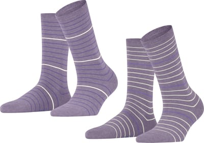 Esprit Fine Stripe 2-Pack met patroon ademend kleurrijk met strepen in een dubbelpak bio set Katoen Multipack Blauw Dames sokken - Maat 39-42