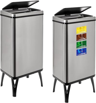 2-Pack Slimme Sensor Prullenbak 50L - Antracietgrijs met Magnetische Labels
