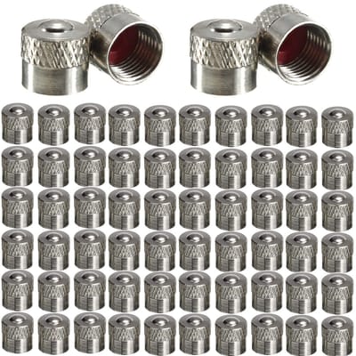 Dailygoods- Ventieldoppen 60 Stuks - Metalen Afdichting - Universeel Voor Auto/Fiets - Diameter 9 mm - Hoogte 8 mm - Lichtgewicht 1 Gram - Ventieldop