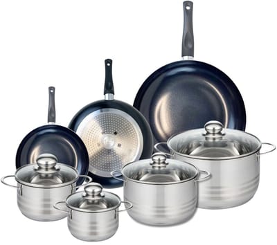 Set van 3 Kookpannen 20, 24 en 32 cm en 4 braadpannen 14, 16, 20 en 24 cm Elo Prima Brillant