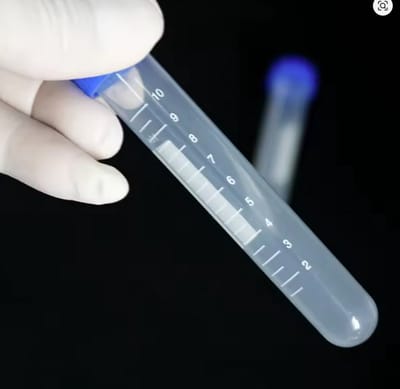Set van 2 Professionele Reageerbuisjes – 10ml – Transparant Kunststof met Blauwe Schroefdop – Maatverdeling & Schrijfvlak – Lekvrije Opslag voor Hobby, Lab & Vloeistoffen