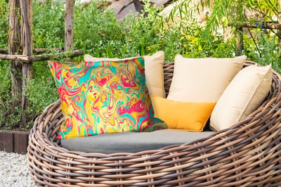 Buitenkussens - Tuin - Geel - Roze - Blauw - Retro - 50x30 cm