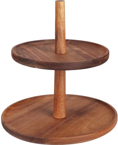 Excellent Houseware etagere acaciahout 2-laags rond 22x23cm serveerstandaard.