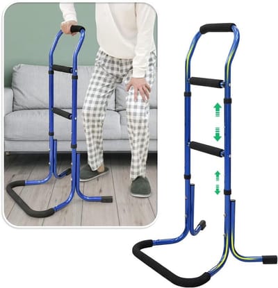 Hulpmiddel bij Opstaan - Hulpbeugel Stabiliteit - Veilig Zelfstandig - In Hoogte Verstelbaar - 87-103 cm - Blauw