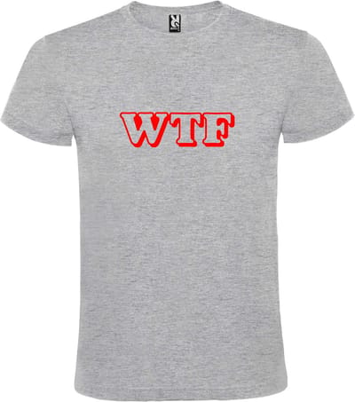 Grijs T-shirt ‘WTF’ Rood maat XS