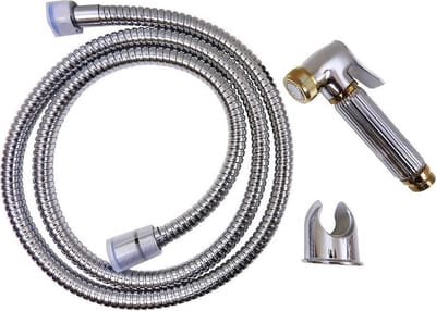 WillieJan Toiletdouche Set A2001 - Verchroomd Messing - Met goudkleurige Accenten - Set; Knijphanddouche, Slang en Ophangbeugeltje