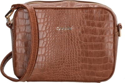 Charm London Midwood Crossbody Schoudertas Krokodillen Leatherlook - Cognac