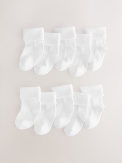 Next - Pasgeboren unisex - Verpakking van 10 baby sokken met rolkraag - Wit