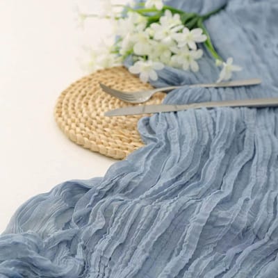 Semi-transparante gaas tafelloper salie kaasdoek tafelsetting dineren vintage bruiloft feest kerst banketten bogen taart decoratie 90*300cm