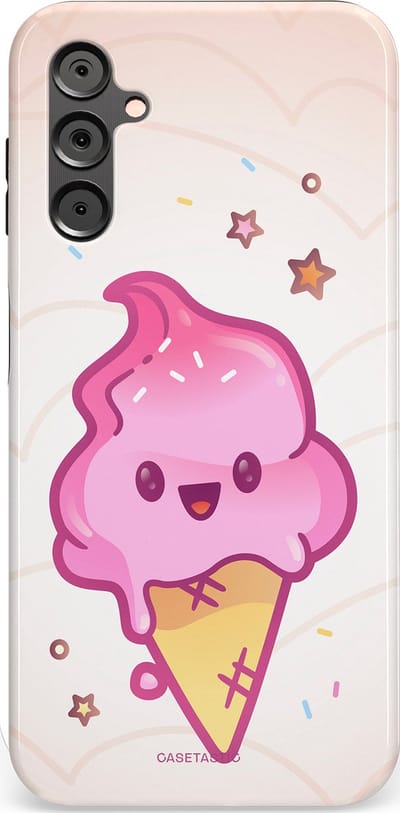 Casetastic Hoesje Geschikt voor Samsung A14 (5G/4G) - Stijlvolle Beschermende Duo-layer Case - Roze Kawaii Dessert