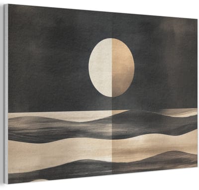 Akoestisch wandpaneel 60x40 cm - Vilt schilderij Maan - Cirkel - Goud - Akoestische panelen - Geluidsdempende wanddecoratie - Geluidsisolatie woonkamer - Muurdecoratie geluidspanelen