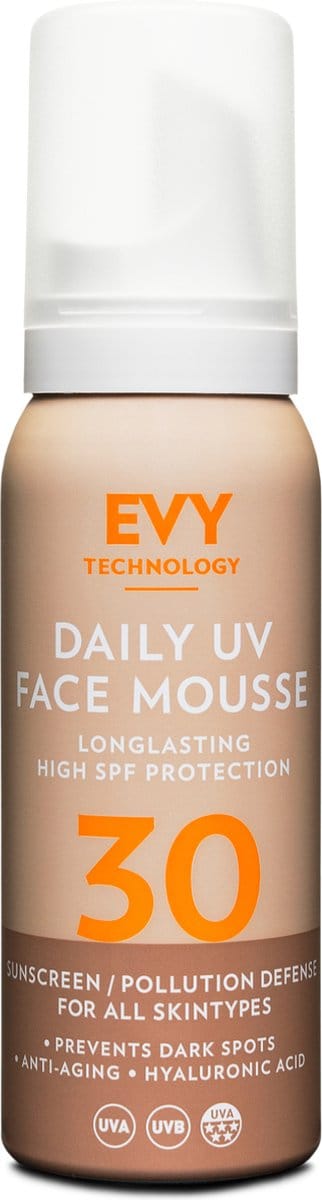 EVY Gezichtsmousse SPF 30 – Primer – Dagelijkse UV-bescherming – Lichtgewicht & Parfumvrij – Voor Gevoelige Huid– 100ml