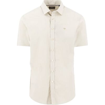 Fynch-Hatton Overhemd Essential Fine Stripe Short Sleeve Premium Cotton Pistache / male