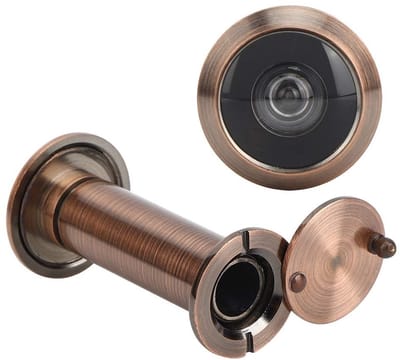 Dailygoods- Veiligheidsdeur Kijker 220 Graden Kijkhoek - Anti-diefstal - Geschikt voor 0,6-0,9 Inch Gatdiameter - Opbouwmontage - Lengte 6 cm - Rood Bronskleur - Deurviewer
