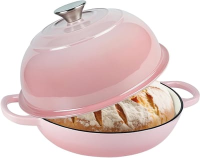Gietijzeren Braadpan - Broodoven Dutch Oven - Brood Bakken - Geëmailleerde Binnenkant - 5.7 Liter - Roze