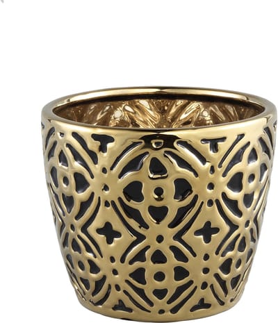 PTMD  vianne goud zwart keramiek flaager pot rond