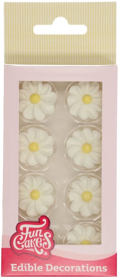 FunCakes Suikerdecoraties - Witte Madeliefjes - 16 Stuks - Eetbare Taartdecoratie