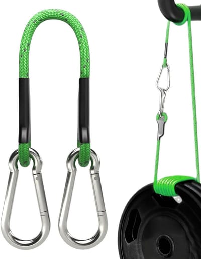 Spanband met haken - Bevestigingskoord bagage - Lading zekeren - Uv-bestendig en weerbestendig - 30 cm - Groen