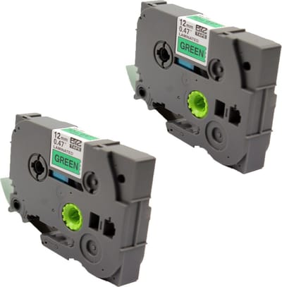 KATRIZ® huismerk label tape voor Brother TZe-731| GL-100/PT-1100CH/PT-1700/PT-H100/PT-D200 | Zwart op Groen | 12mm*8m | 2 stuks