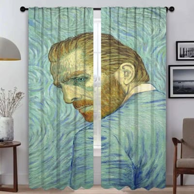 Verduisterend Gordijn voor Kamer 2 Panel Van Gogh Tule voor Slaapkamer Keukengordijnen Halloween Decoratie Home Interieur Gordijnen Shades W50xH70cmx2pcs-CL