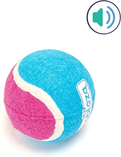 Nobleza Tennisbal voor Honden - Hondenbal met Pieper - Hondenspeelgoed - 6,4 cm - Lichtblauw/Roze