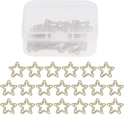Dailygoods- Paperclips Stervorm - 20 Stuks - Metaal - Opbergdoos - Lichtgewicht - Geschikt voor Documenten en Organisatie - Kantooraccessoires