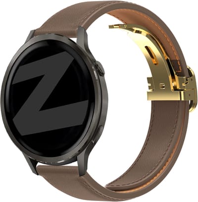 Bandz Leren 'D-Type' bandje geschikt voor Garmin Vivoactive 6 / 5 / 3 / Vivomove / 3 / HR / Style / Luxe / Sport / Trend / Forerunner 645 / 570 / 245 / 170 / 165 / 70 / 55 / Venu / SQ / SQ2 / 2 Plus / Approach S12 / S40 / S42 / S44 - Donkerbruin